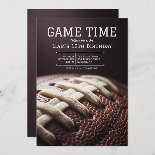 Game Time Football Uitnodiging (Voorkant / Achterkant)