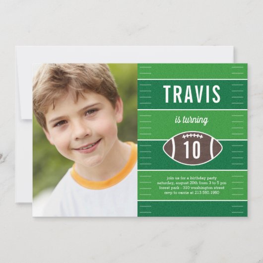 Game Time Football Verjaardagsfeest Uitnodiging (Voorkant)
