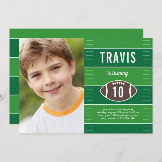 Game Time Football Verjaardagsfeest Uitnodiging (Voorkant / Achterkant)