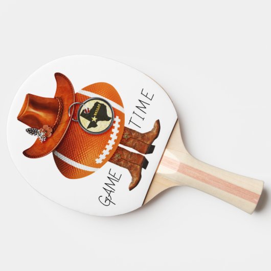 "GAME TIME" Texas Football Fan Ping Pong Paddle Tafeltennisbatje (Zijkant)