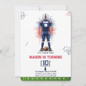 Game Time Watercolor Football Boy Birthday Kaart (Voorkant)