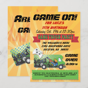 Game Truck Party-uitnodigingen Kaart
