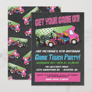 Game Truck Party-uitnodigingen Kaart