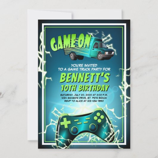 Game Truck Verjaardag Kaart (Voorkant)