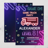 Game Truck Verjaardag Uitnodiging Gaming uitnodigi (Voorkant / Achterkant)