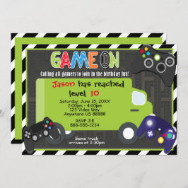 Game Truck Video Game Birthday Uitnodiging