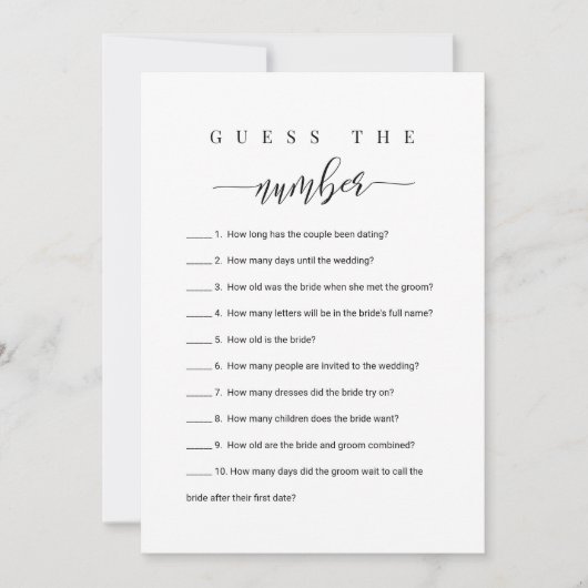 Game van het Vrijgezellenfeest - Raad het Aantal Kaart (Voorkant)