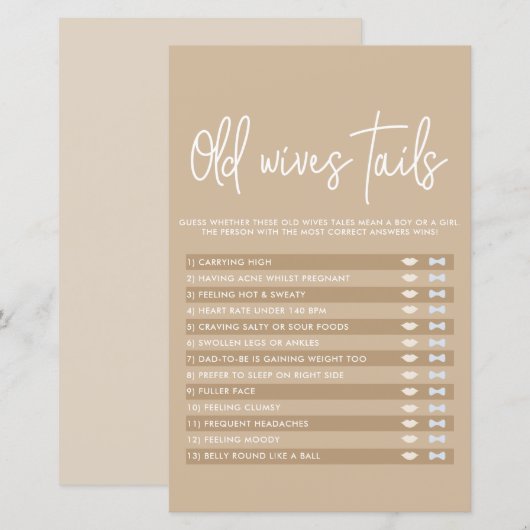 Game van oude Baby showers met een minimalistisch  (Voorkant / Achterkant)