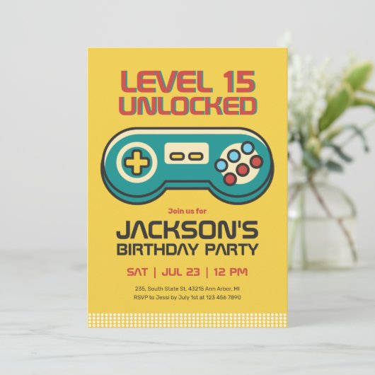 Game Video Game Player Gamer Boy Birthday Kaart (Staand voorkant)