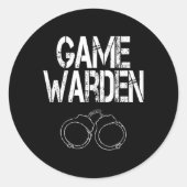 Game Warden Handboeien Lazy Halloween Kostuum Ronde Sticker (Voorkant)