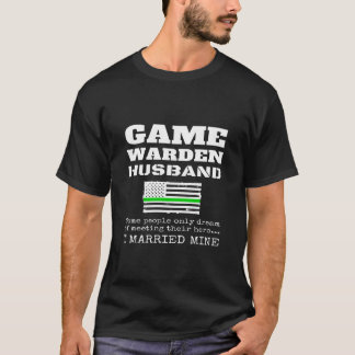 Game Warden Husband Gift Thin Green Line VS vlag T-shirt