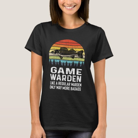 Game Warden Retro Fish Wildlife Conservati T-shirt (Voorkant)