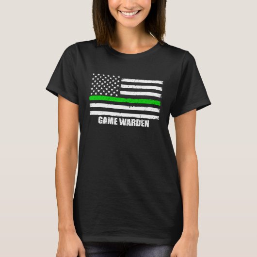 Game Warden   Thin Green Line American Flag T-shirt (Voorkant)