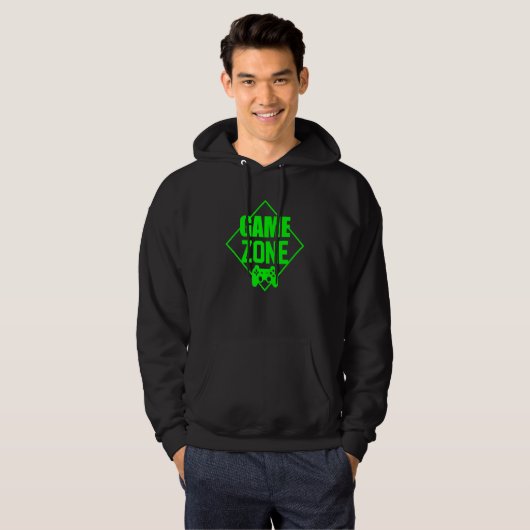 Game Zone Controller Green Video Game Gamer Hoodie (Voorkant volledig)