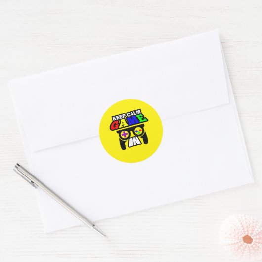 Gamecadeautje Kalm houden Ronde Sticker (Envelop)