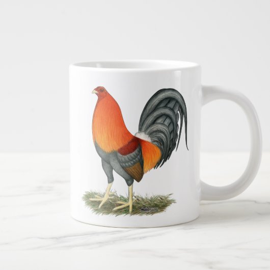 Gamecock Blauwe Rode Haantje Grote Koffiekop (Rechts)