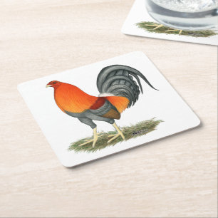 Gamecock Blauwe Rode Haantje Kartonnen Onderzetters