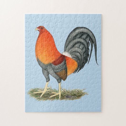 Gamecock Blauwe Rode Haantje Legpuzzel (Verticaal)