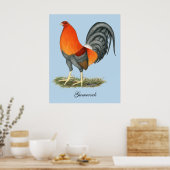 Gamecock Blauwe Rode Haantje Poster (Keuken)