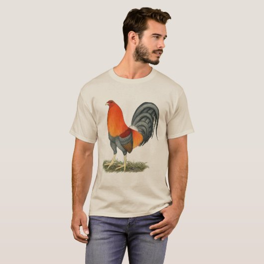 Gamecock Blauwe Rode Haantje T-shirt (Voorkant volledig)