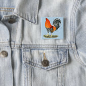 Gamecock Blauwe Rode Haantje Vierkante Button 5,1 Cm (In situ)
