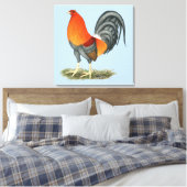 Gamecock Blue Red Rooster Canvas Afdruk (Insitu (Slaapkamer))