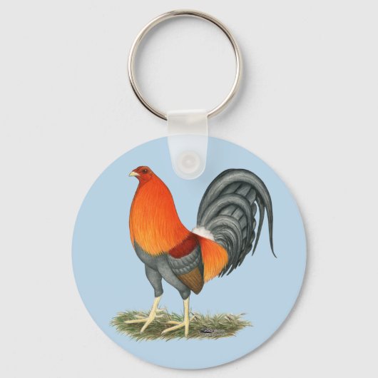 Gamecock Blue Red Rooster Sleutelhanger (Voorkant)