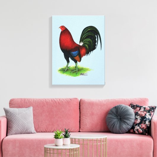 Gamecock: Donkerrood Canvas Afdruk (Insitu (Woonkamer))