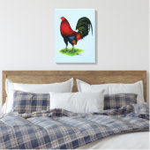 Gamecock: Donkerrood Canvas Afdruk (Insitu (Slaapkamer))