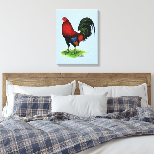 Gamecock: Donkerrood Canvas Afdruk (Insitu (Slaapkamer))