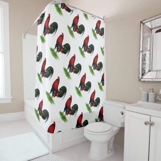 Gamecock: Donkerrood Douchegordijn (In situ)