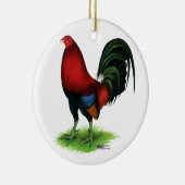 Gamecock: Donkerrood Keramisch Ornament (Rechts)
