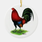 Gamecock: Donkerrood Keramisch Ornament (Voorkant)
