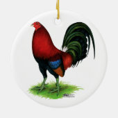 Gamecock: Donkerrood Keramisch Ornament (Achterkant)