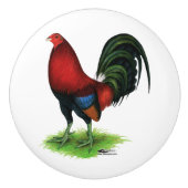 Gamecock: Donkerrood Keramische Knop (Voorkant)