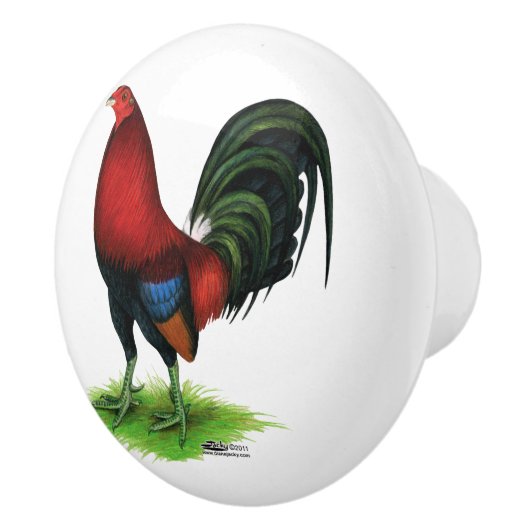 Gamecock: Donkerrood Keramische Knop (Rechts)