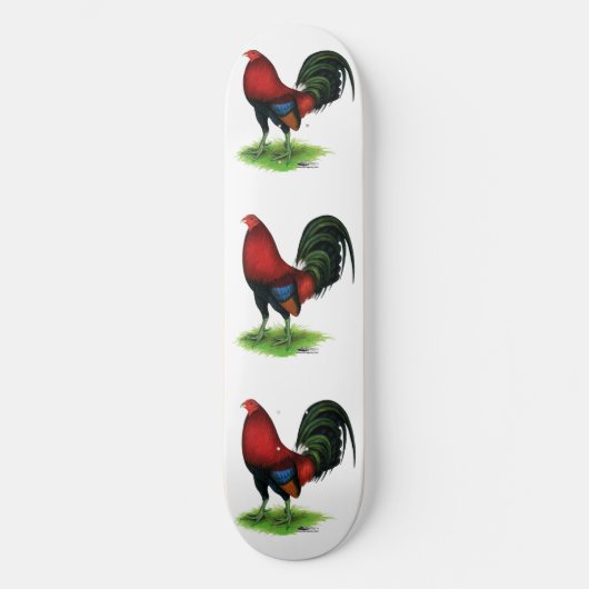 Gamecock: Donkerrood Persoonlijk Skateboard (Voorkant)