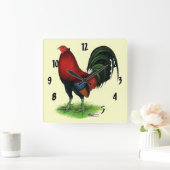 Gamecock: Donkerrood Vierkante Klok (Huis)