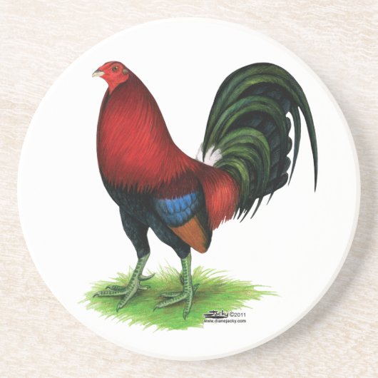 Gamecock: Donkerrood Zandsteen Onderzetter (Voorkant)