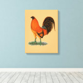 Gamecock Ginger Red Rooster Canvas Afdruk (Insitu (Houten vloer))