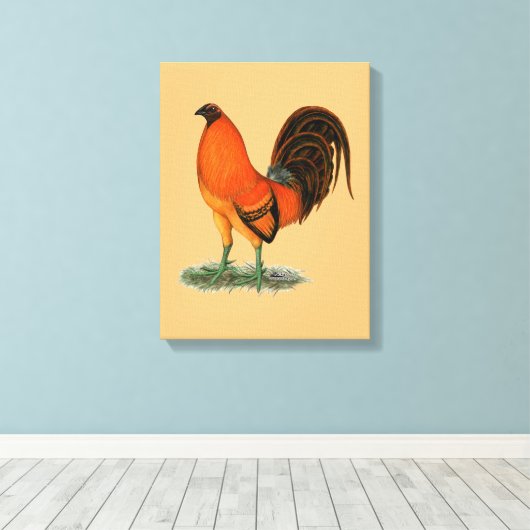 Gamecock Ginger Red Rooster Canvas Afdruk (Insitu (Houten vloer))