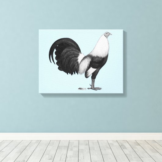 Gamecock Grey Duckwing Canvas Afdruk (Insitu (Houten vloer))