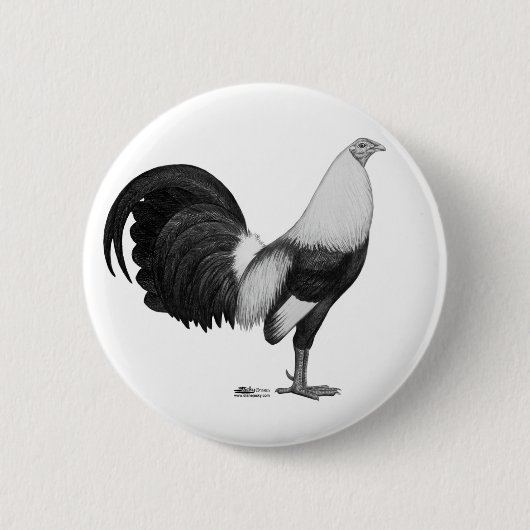 Gamecock Grey Duckwing Ronde Button 5,7 Cm (Voorkant)