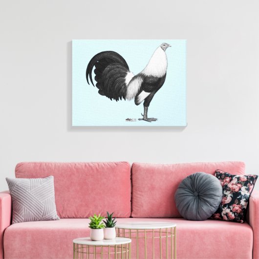 Gamecock Grijze Duckwing Canvas Afdruk (Insitu (Woonkamer))
