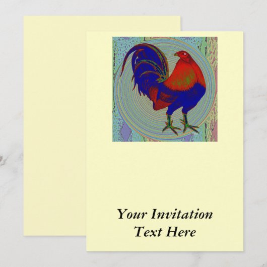 Gamecock: Impressionist Rooster Kaart (Voorkant / Achterkant)