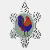 Gamecock: Impressionist Rooster Tin Sneeuwvlok Ornament (Rechts)