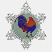 Gamecock: Impressionist Rooster Tin Sneeuwvlok Ornament (Voorkant)