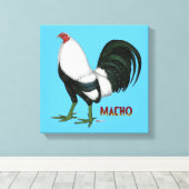 Gamecock Macho Duckwing Canvas Afdruk (Insitu (Houten vloer))
