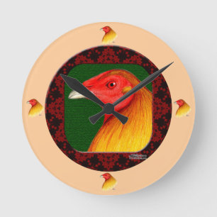 Gamecock omgeven ronde klok