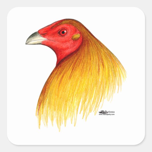 Gamecock Ontwied Vierkante Sticker (Voorkant)